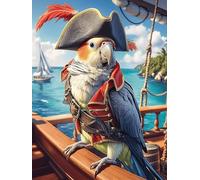 Pirate Parrot on A Ship 300 Pc DIY Jigsaw Puzzle Wildlife Pet Puzzles for Adults Teens Hard Challenging Team Building Stress Reducing Autumn Premium Quality Material 300 PCS
