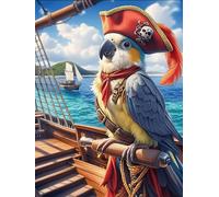 Pirate Parrot on A Ship 500 Pc Classic Jigsaw Puzzle Wildlife Pet Puzzle for Adults Hard Challenging Hobby Home Decor Poster Smooth Wooden Cardboard 500 PCS