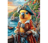 Pirate Parrot on A Ship Deck 1000 Pieces Jigsaw Puzzles Animal Plant For Men Educational Decompression Adults Anxiety Memory Care Mothers Valentines Gift Durable Cardboard 1000 PCS