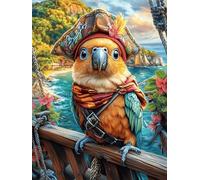 Pirate Parrot on A Ship Deck 300 Piece Pack Classic Jigsaw Puzzle Animal Plant Couple Puzzle Partners Ultra Difficult Wall Decor Easter New Year Creativity & Gift Giving 300 PCS