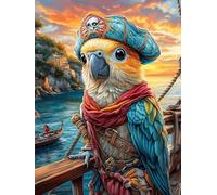 Pirate Parrot on A Vintage Sailing Ship 300 Piece Complete Jigsaw Puzzle Set Wildlife Pet Teens Beginners Educational Challenge Puzzle Fans Group Play Anniversary Creativity & Gift Giving 300 PCS
