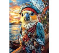 Pirate Parrot on Deck 500 Piece Complete DIY Jigsaw Puzzle Accompany Fairy Tale Cute Collectors Mind Relaxation Educational Decorative Puzzle Gifts for Adults Wooden Cardboard 500 PCS