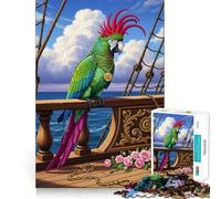 Pirate Parrot on Ship Deck 1000 Piece Jigsaw Puzzles for Teenagers Memory Boost Home Leisure Image Assembly Lovely Gift (38x26cm)