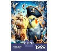 Pirate Parrot Ship 1000pc Premium Jigsaw Puzzle Nautical Adventure Fun Puzzle for Adults Sturdy Cardboard Couple Puzzle Partners Ultra Difficult Home Activity 38x26cm/1000pcs