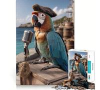 Pirate Parrot Singing 1000 Piece Jigsaw Puzzles for Adults Smart Reason Toy Quiet Fun Smooth Edge Festival Gift (38x26cm)