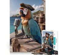 Pirate Parrot Singing 1000 Pieces Jigsaw Puzzles for Teenagers Enhance Memory Easy Leisure Firm Cut Wall Art Decor (50x75cm)