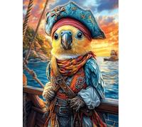 Pirate Parrot with A Hat 300 Piece Jigsaw Puzzle for All Ages Scenery Science Fiction Easter Gift Idea Family Gathering Durable Pieces Stress Relief Home Decor 300 PCS