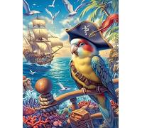 Pirate Parrot with A Vintage Sailing Ship 300 Piece Complete Jigsaw Puzzle Set Wildlife Pet Teens Beginners Educational Challenge Puzzle Fans Group Play Anniversary Creativity & Gift Giving 300 PCS