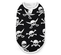 Pirate Pattern with Jolly Roger Pet Printed Clothes,Pet T Shirts,Cool Puppy Shirts for Small,Medium And Large Pet Dogs Cats M