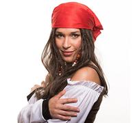 Pirate pirate wig (pirate wig) with pearls and red bandana for the perfect pirate costume for fancy dress and carnival