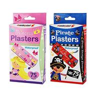 Pirate & Princess Design Waterproof Latex Plasters for Children Kids Plasters with Exciting Theme Bright Colourful Pattern 150 Pack (Pirate)