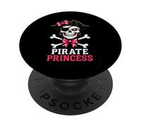Pirate Princess Skull Crossbones Cute Bow Halloween Party PopSockets Adhesive PopGrip