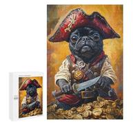 Pirate Pug with Treasure Puzzle 1000 Teile Schwer Puzzle Spielzeug Lernspiel Impossible Herausforderungsspielzeug Für Erwachsene Kinder 1000 PCS