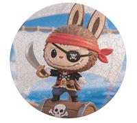 Pirate Rabbit Figurine Personalized Jigsaw Puzzles, 195Pcs Custom Wooden Jigsaw Puzzle Round Puzzle Gift Adult