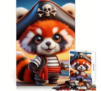 Pirate Red Panda 1000 Piece Jigsaw Puzzles for Adults Improve Memory Anxiety Relief Sharp Edge Wall Art Decor (50x75cm)