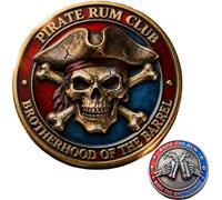 Pirate Rum Club Coin, Raise The Brotherhood Challenge Coin, Funny Double Sided Vintage Pirate Rum Commemorative Coins, Men's Gift for Rum Lovers & Pirate Enthusiasts (1pc)