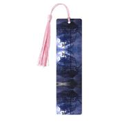 Pirate Sailboat Full Moon Print Wooden Bookmark Bookmarks with Tassels Book Marks for Reading Hardcover Books Notebooks