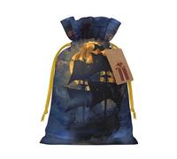 Pirate Sailboat Full Moon Printed Christmas Drawstring Gift Bags-Xmas Wrapping Bags,Candy Bag,For Holiday Party Decorations,Wedding Party Supplies S Yellow Christmas Ribbon