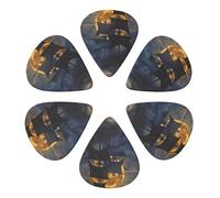 Pirate Sailboat Full Moon Printed Guitar Picks -6 Pcs Guitar Picks Plectrum,Guitar Accessories,Electric Guitar Pick, Bass & Ukulele 0.71mm