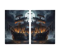 Pirate Sailboat Full Moon Printed Passport Cover Case Passport Holder For Travel Passport Cards Protector Travel Covers Wallet Case RFID Blocking Leather Card Case for Women Men, Pirate Sailboat Full