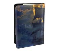 Pirate sailboat full moon Printed Passport Holder - 6.5 x 4.5 Inch RFID Blocking Travel Wallet,Stylish Passport Cover,Lightweight Document Organizer for Cards
