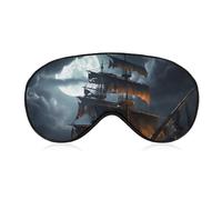 Pirate Sailboat Full Moon Sleep Mask Soft Comfortable Eye Mask with Adjustable Strap Eye Cover Eye Shade for Men Women Work Travel