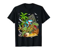 Pirate Shark Riding Trex Funny Dinosaur Boys Kids Toddlers T-Shirt