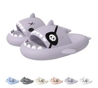 Pirate Shark Slides for Unisex, Anti-Slip Quick-Dry Beach Pool Sandals, Cushioned Eva Open Toe Shoes (Purple, Adult, Women, 4.5, Numeric Range, UK Footwear Size System, 5, Medium)