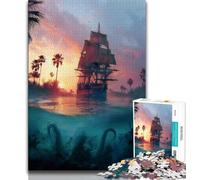 Pirate Ship 1000 Piece Jigsaw Puzzle for Adults Teens,Challenging Game Gifts for Is Ideal As A Gift for The Whole Family 38x26cm