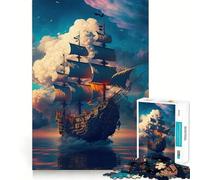 Pirate Ship 1000 Piece Jigsaw Puzzles for Adults Mind Skill Toy Casual Relax Design Assembly Art Collection Piece (38x26cm)
