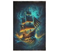 Pirate Ship 1000 Piece Jigsaw Puzzles for Adults Wooden Puzzle Challenging Game Family for Gifts (78×53cm)
