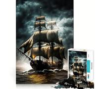 Pirate Ship 1000 Pieces Jigsaw Puzzles for Teenagers Solid Logic Toy Peaceful Fun Precision Cut Amazing Present (50x75cm)