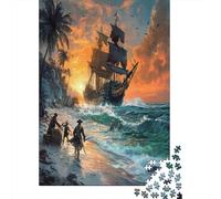 Pirate Ship Arrival 1000 Piece Premium Cardstock Diy Jigsaw Puzzle Kids Beginners Educational Game Stress Relief 70x50cm/1000pcs