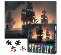 Pirate Ship Art 1000 Piece Jigsaw Puzzles for Adults, Family Challenging Puzzle Game (Sailboat Nautical), Birthday Party Gift for Men Women Home Decor (27.5"x19.7")