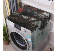 Pirate Ship at Sea Washer And Dryer Cover with Storage Pockets for The Top Load Dustproof Washing Machine Cover Flax Appliance Protector Mat Pad Home Kitchen Laundry Room Accessory 54.5x20.5 In