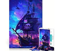 Pirate Ship at Sunset 1000 Piece Jigsaw Puzzles for Teenagers Jigsaw Think Game Calm Mind Quality Edge (38x52cm)