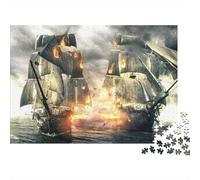 Pirate Ship Battle_1 1000 Pieces Jigsaw Puzzle for Couples For Decompression Wall Decor Stay at Home Activity Sturdy Paper 38x26cm/1000pcs
