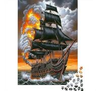 Pirate Ship Battle 1000 Pc Eco-friendly Paper Jigsaw Puzzle Set Adults Kids Fun Challenging Game Decoration 38x26cm/1000pcs