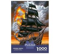 Pirate Ship Battle 1000pc Premium Jigsaw Puzzle Puzzle for Adults Extra-Thick Cardboard Stress Relief Travel Adults Kids Age 12 Years Up 38x26cm/1000pcs