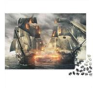 Pirate Ship Battle Colourful Misty Glowing Lake 1000 Pcs Jigsaws for Adults The Impossible Challenge Fun Present 52x38cm/1000pcs
