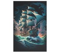 Pirate Ship,Boat 1000 Piece Jigsaw Puzzle- Brain Teaser Game for Adults & Children - Educational Activities Wooden Jigsaws 78×53cm
