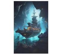 Pirate Ship,Boat Jigsaw Puzzles for Kids 1000 Pieces 3d Wooden Puzzle Decompression Game for Adults Women Girl Educational Game Toys 78×53cm