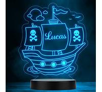 Pirate Ship Boat Personalised Gift Colour Changing LED Lamp Night Light