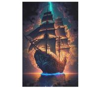 Pirate Ship,Boat Wooden Jigsaw Puzzles 1000 Pieces Family Activity Puzzle Educational Games for Adults And Kids Age 12 Years Up （78×53cm）