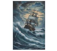 Pirate Ship,Boat Wooden Jigsaw Puzzles for Adults 1000 Piece Puzzle for Kids & Teens, Fun Educational Games for Family Game Night （78×53cm）