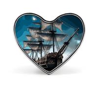 Pirate Ship Button Pin Personalized Metal Round Badge for Clothes Bags - Custom Photo Lapel Brooch Adventure Gift