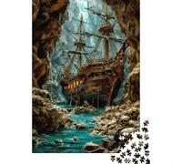 Pirate Ship Cave 1000 Piece Jigsaw Puzzle Jigsaw Puzzle for Adults Paper 1000 Pieces Puzzle Game Focus 38x26cm/1000pcs