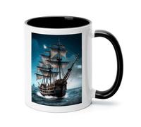 Pirate Ship Ceramic Coffee Mug with Handle 11 Ounces, Porcelain Mug Coffee Cup Tea Mug Water Cup Ideal for Coffee,Tea,Latte,Cappuccino,Microwave & Dishwasher Safe Unique Gift Cup