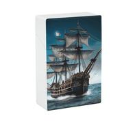 Pirate Ship Cigarette Case, Plastic Waterproof Shockproof, Airtight Push Open Cigarette Box, Capacity King Size Cigarette Holder, Portable Cigarette Container for Outdoor Travel Camping Office