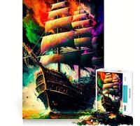 Pirate Ship Colorful 1000 Piece Jigsaw Puzzle for Teenagers Logic Toy Group Play Precision Cut Thoughtful Gift (38x52cm)